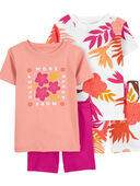 Pink, Orange - Toddler 2-Pack Floral Pajamas Set