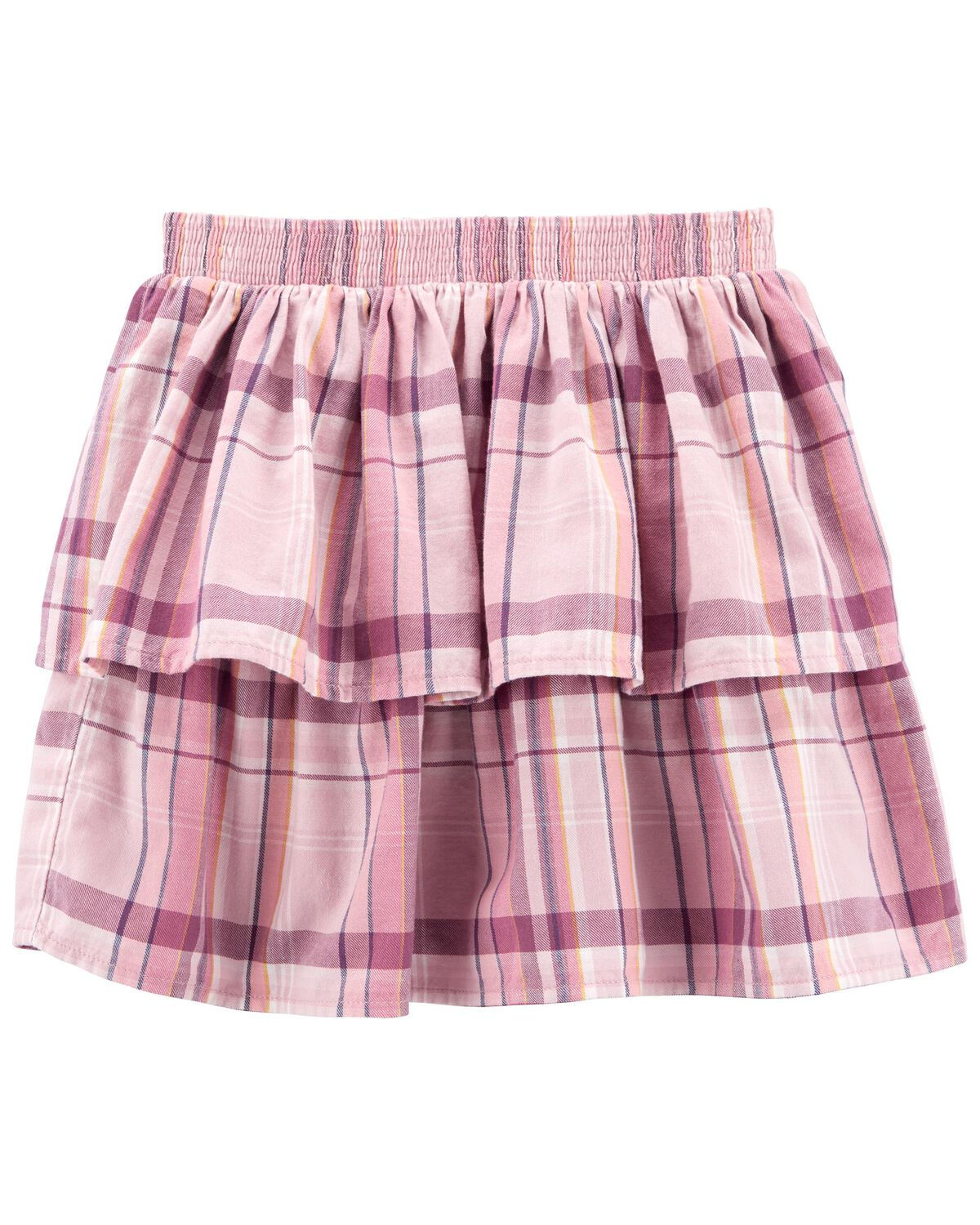 Pink Plaid Kid Tiered Plaid Skirt