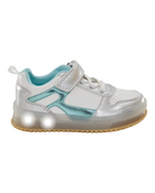 Toddler Light Up Metallic Sneakers - Silver/Aqua, image 2 of 8 slides