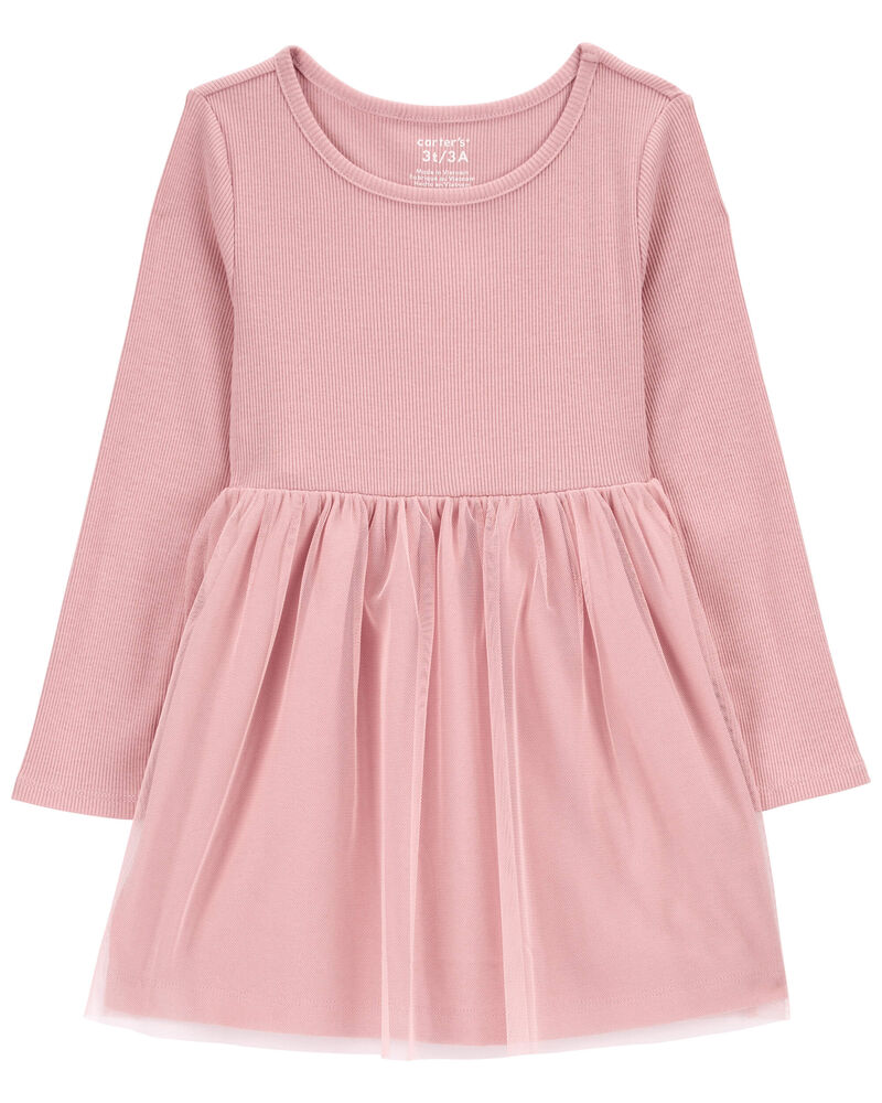 Toddler Tulle Long-Sleeve Jersey Dress, image 1 of 4 slides