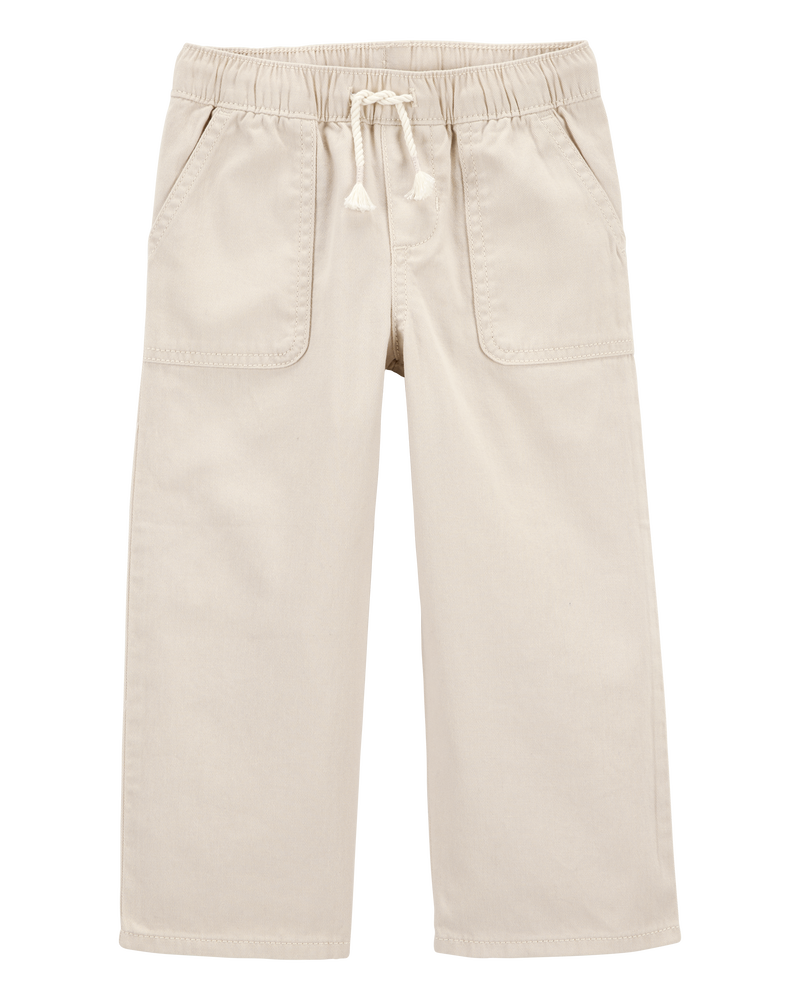 Toddler Pull-On Drawstring Pant - Tan, image 1 of 6 slides