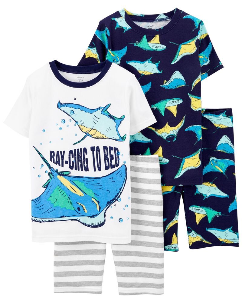 Kid 4-Piece Stingray 100% Snug Fit Cotton Pajamas, image 1 of 3 slides