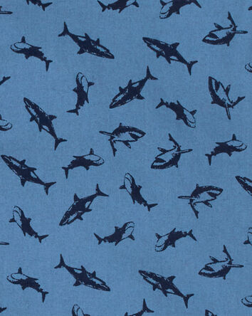 Toddler Shark Print Button-Front Short Sleeve Shirt, 