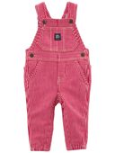 Red - Baby Knit-Like Denim Hickory Stripe Overalls