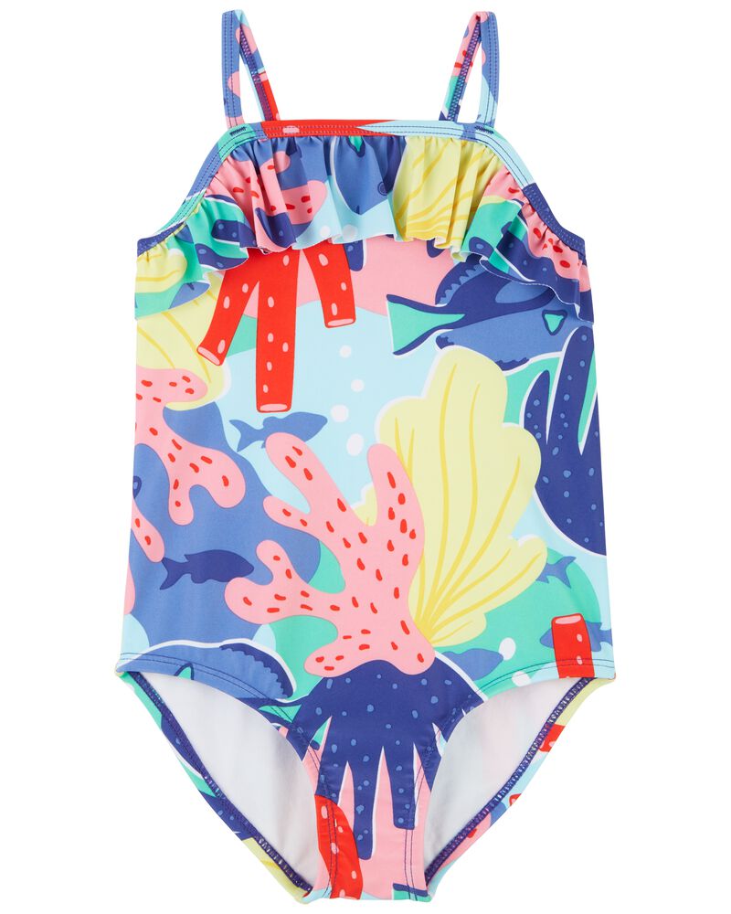 Toddler 1-Piece Coral Swimsuit, image 7 of 7 slides