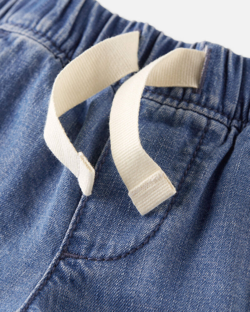 Baby Organic Cotton Chambray Drawstring Shorts, image 3 of 4 slides