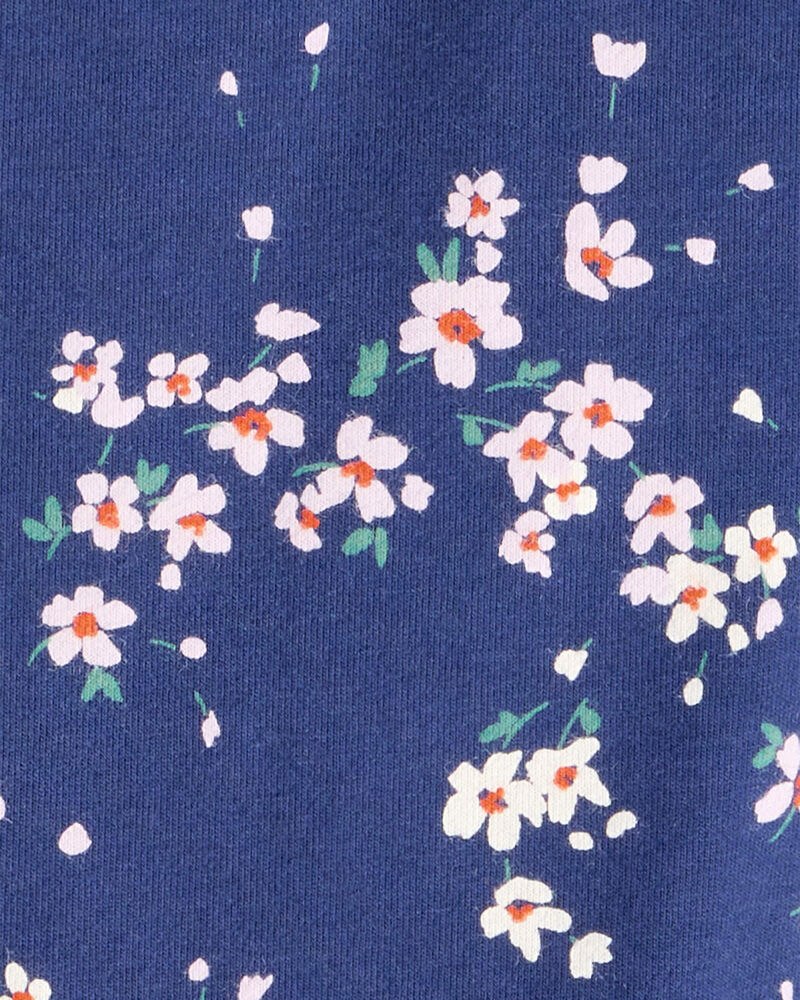 Girls Floral Cotton Pull-On Stretch Leggings - Navy, image 3 of 4 slides