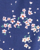 Girls Floral Cotton Pull-On Stretch Leggings - Navy, image 3 of 4 slides