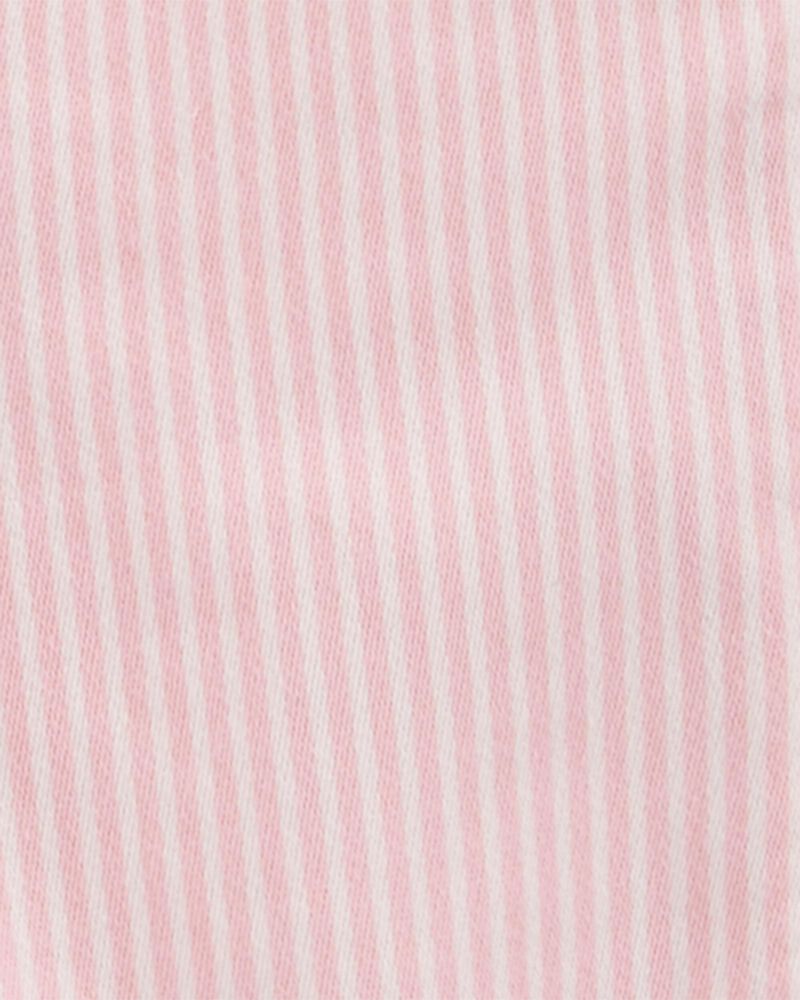 Toddler Knit Denim Hickory Stripe Overalls - Pink, image 3 of 4 slides