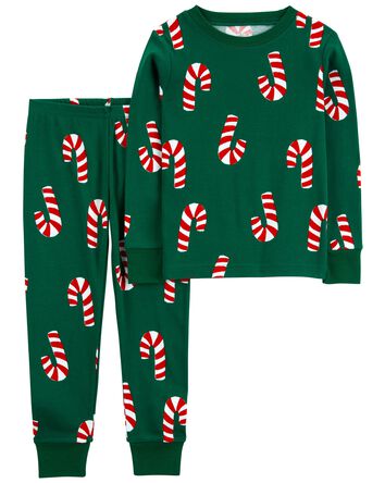 2-Piece Christmas Candy Cane 100% Snug Fit Cotton Pajamas, 