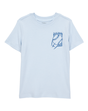 Toddler Baseball-Print Short-Sleeve Graphic Tee - Blue, 