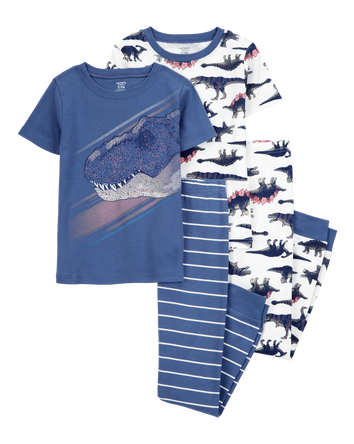 Kid 4-Piece Dinosaur Cotton Pajamas, 