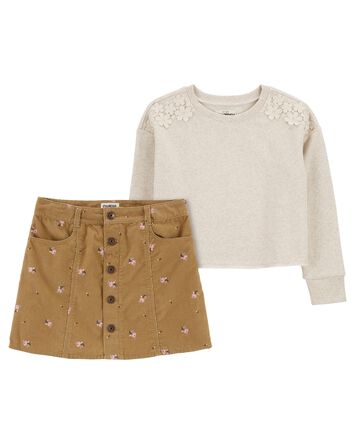 Kid 2-Piece Cropped Pullover and Skirt Set, 