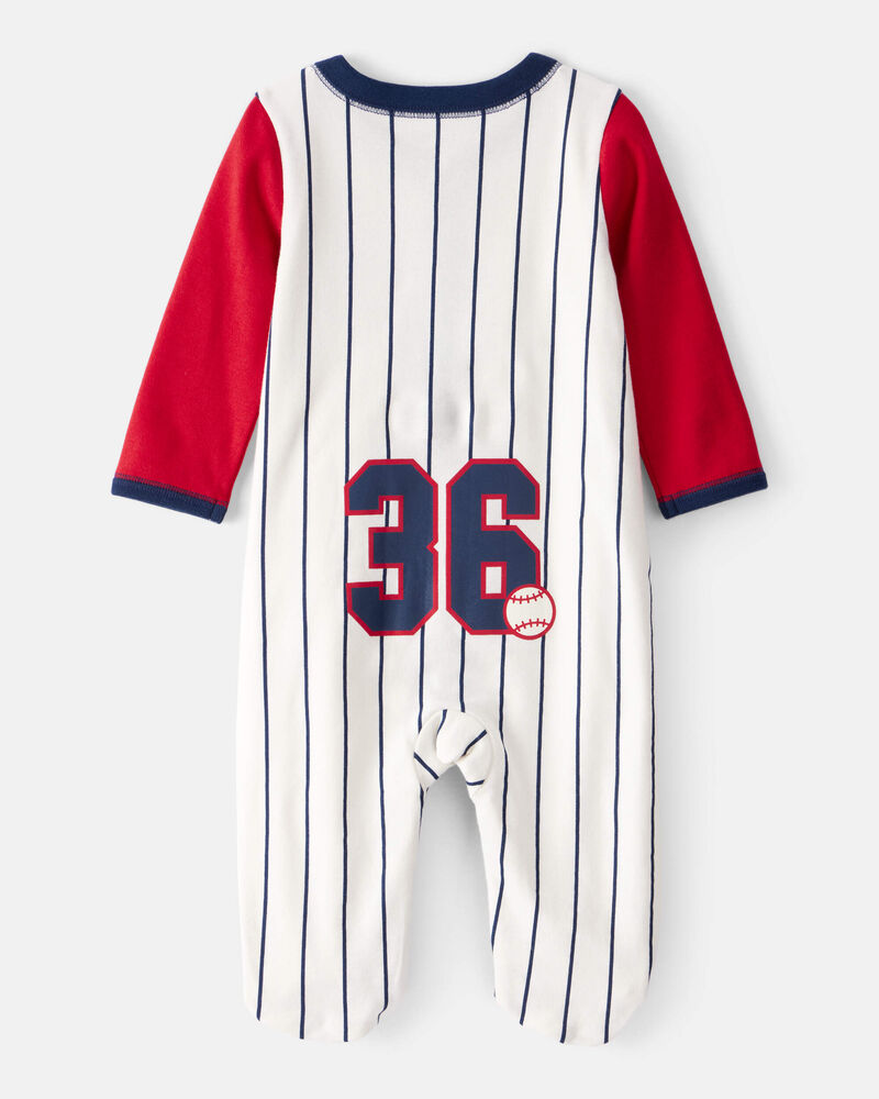 Baby Baseball Snap-Up Cotton Sleep & Play Pajamas, image 2 of 7 slides