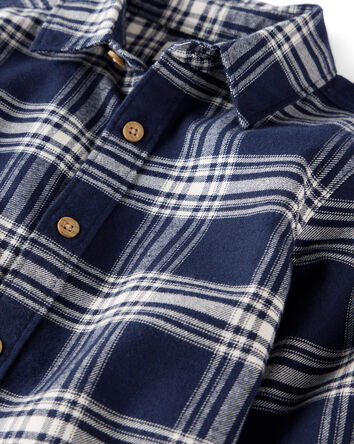 Baby Organic Cotton Button-Front Flannel Shirt, 