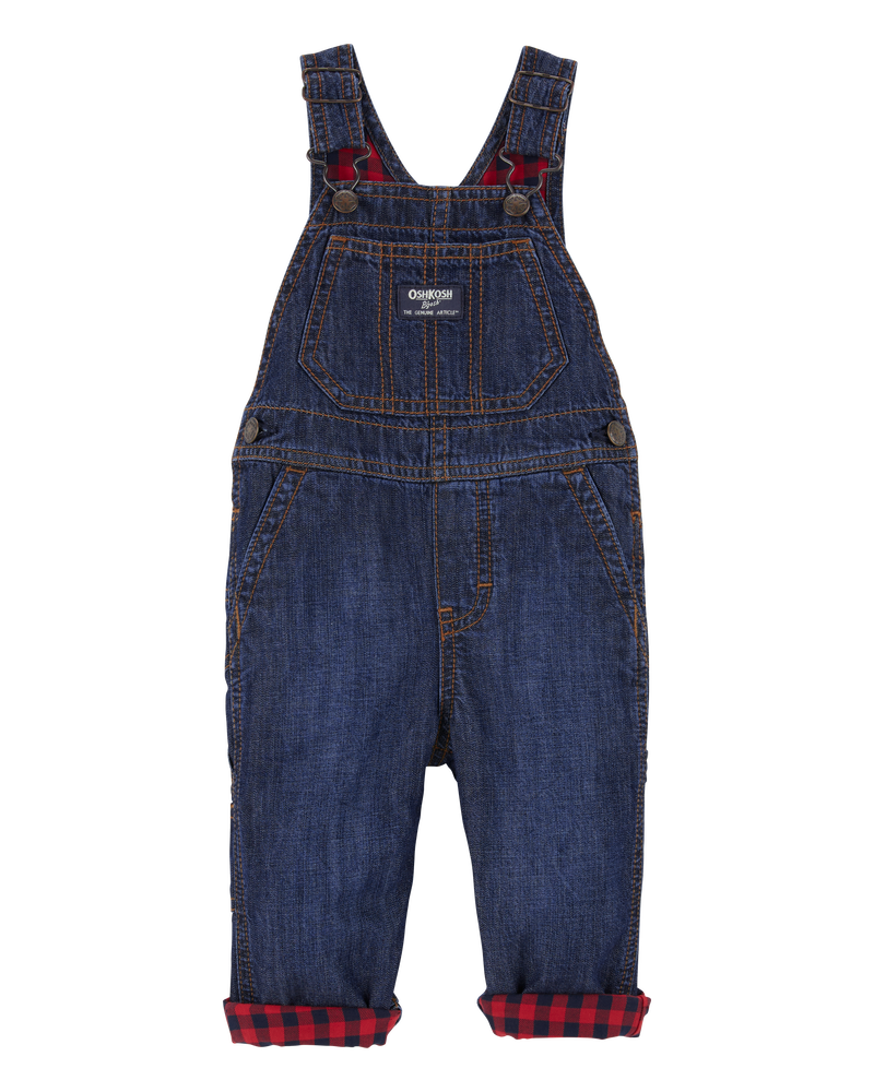 Baby Boy Buffalo Plaid-Lined Overalls, image 1 of 5 slides