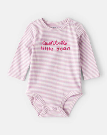 Baby Girl Little Bean Long-Sleeve Graphic Bodysuit - Pink, 
