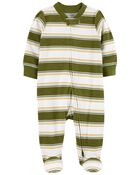 Baby Striped 2-Way Zip Cotton Sleep & Play Pajamas, image 1 of 4 slides