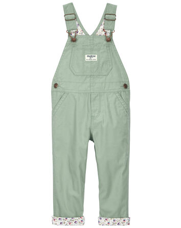 Toddler Plaid Lined Lightweight Canvas Overalls, 