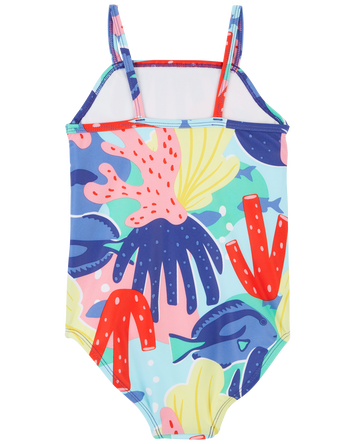 Toddler 1-Piece Coral Swimsuit, 