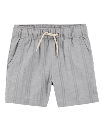 Baby Seersucker Drawstring Shorts - Grey, 