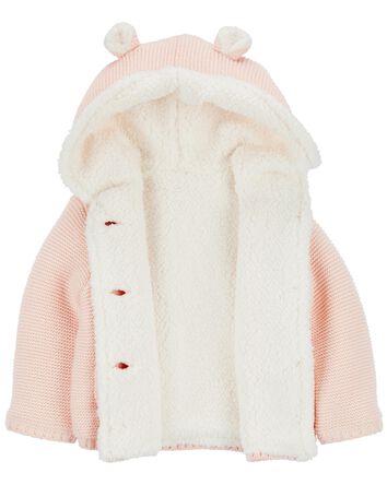Baby Sherpa-Lined Hooded Cardigan, 