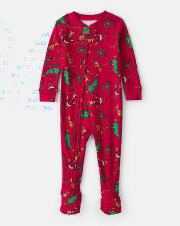 Baby Dr. Seuss™ The Grinch Print 100% Cotton Long-Sleeve Snug Fit 1-Piece Pajamas - Red, 