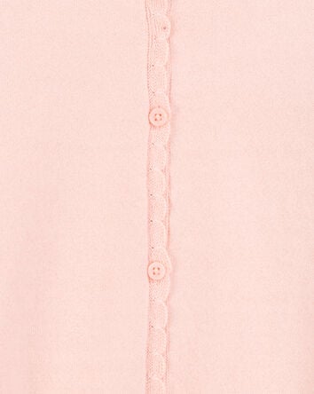 Kid Scalloped Trim Cardigan Sweater - Pink, 