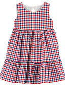 Multi - Toddler Plaid Tiered Dress 