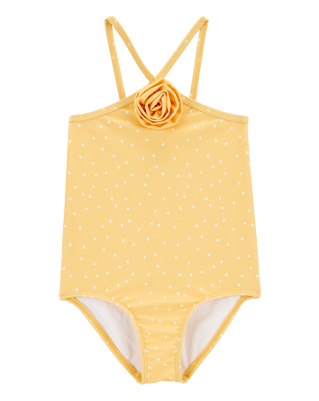 Toddler Girl 1-Piece Polka Dot Swimsuit - Gold, 