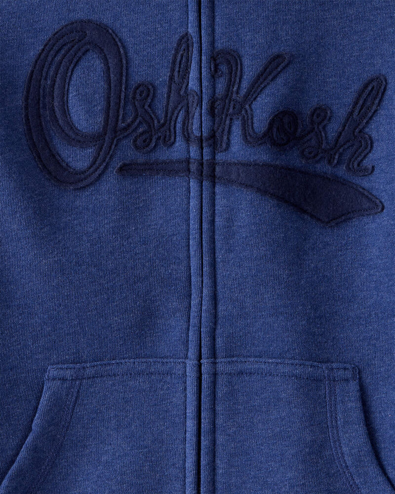 Boys OshKosh Fleece Logo Zip Jacket - Blue, image 3 of 4 slides