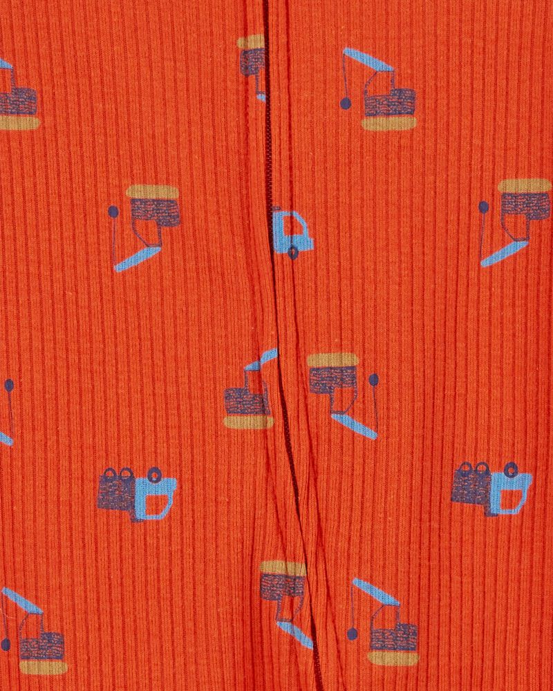 Baby Construction 2-Way Zip Cotton Blend Sleep & Play Pajamas, image 2 of 4 slides