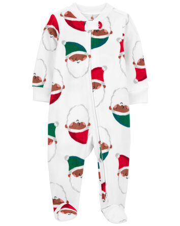 Baby Santa Zip-Up Fleece Sleep & Play Pajamas, 