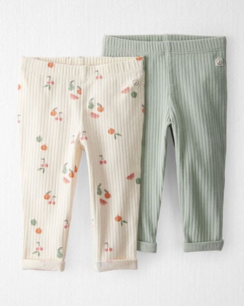 Baby 2-Pack Organic Cotton Rib Leggings, 
