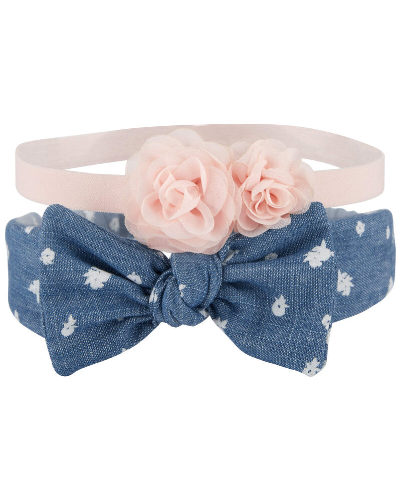 Baby 2-Pack Floral & Bow Detail Headwraps, image 1 of 1 slides