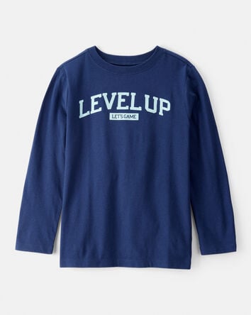 Boys Level Up Long-Sleeve Graphic Tee - Navy, 