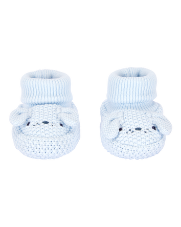 Baby Puppy Crochet Booties - Blue, 