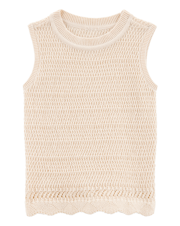 Toddler 2-Piece Crotchet Knit Tank & Shorts Set - Ivory
, 