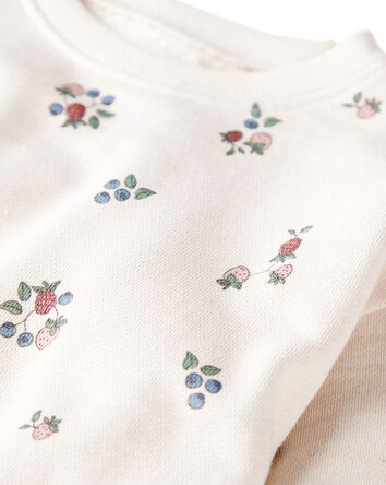 Girls Organic Cotton French Terry Sweatshirt in Berry Blossom Print, 