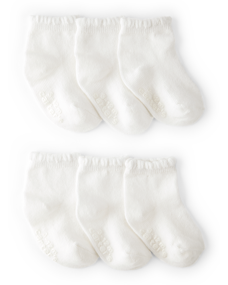 Baby 6-Pack Scallop Edge Crew Socks, image 1 of 2 slides