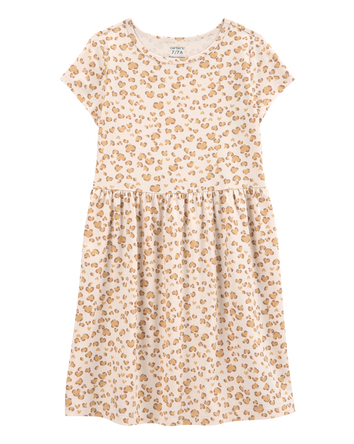 Girls Cheetah Animal Print Short-Sleeve Dress, 