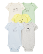 Baby 5-Pack Farm Animal Short Sleeve Bodysuits, image 1 of 8 slides