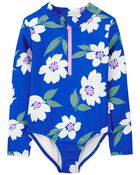 Kid Floral 1-Piece Rashguard, image 1 of 4 slides