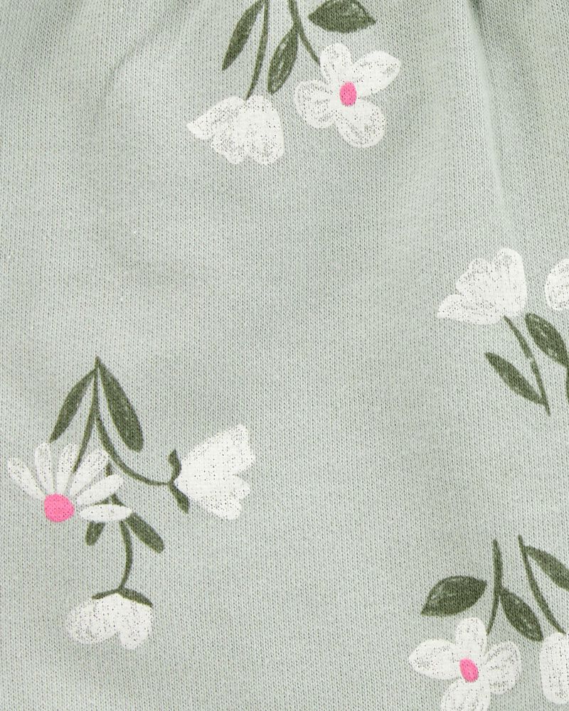 Toddler Girl Floral Pull-On French Terry Shorts - Green, image 5 of 6 slides