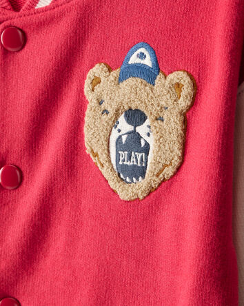 Toddler Boy Bear Varsity Jacket - Red/Ivory, 
