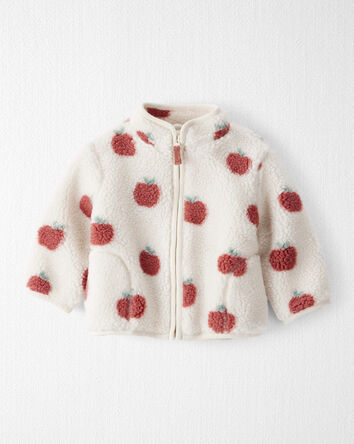 Baby Recycled Sherpa Jacket in Apple Print, 