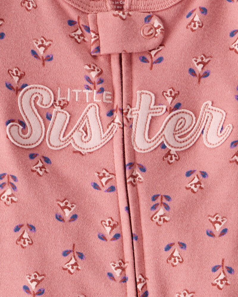 Baby Little Sister 2-Way Zip Cotton Sleep & Play Pajamas, image 4 of 7 slides