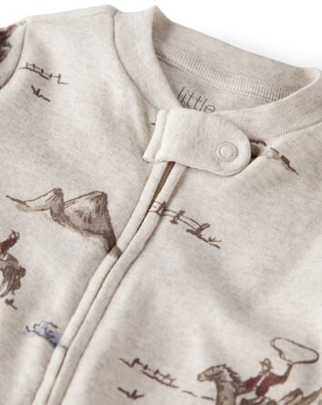 Baby Organic Cotton Sleep & Play Pajamas in Western Rodeo Print, 