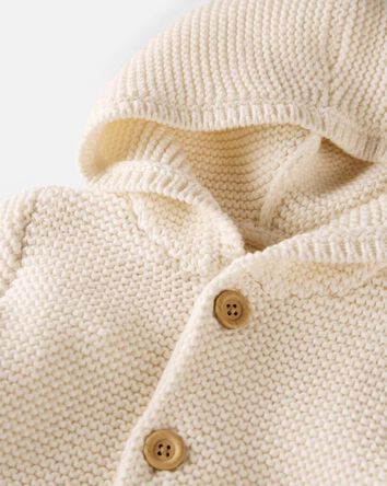 Baby Organic Cotton Signature Stitch Cardigan - Cream
, 