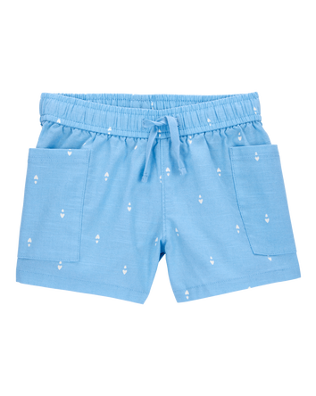 Baby Heart Drop Print Drawstring Shorts - Blue, 
